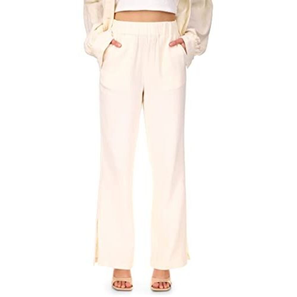 Sanctuary Easy Going Gauze Wide-leg Pants In Muslin - L